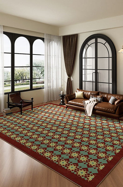 Mid Century Modern Rugs, Colorful Geometric Rugs for Dining Room, Minimalist Modern Rugs for Bedroom, Colorful Absract Rugs for Living Room-artworkcanvas
