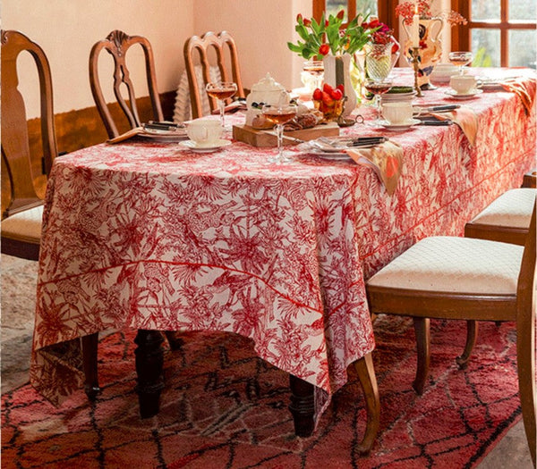 Modern Rectangle Tablecloth for Dining Room Table, Jungle Animals Leopard Parrot Pattern Tablecloth for Home Decoration, Large Square Tablecloth, Christmas Tablecloth-artworkcanvas