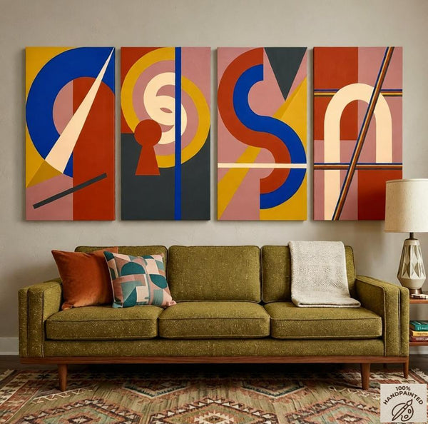 Hand Painted Canvas Art, Multi Panel Group Paintings, Modern Contemporary Paintings, Geometric Abstract Paintings-artworkcanvas