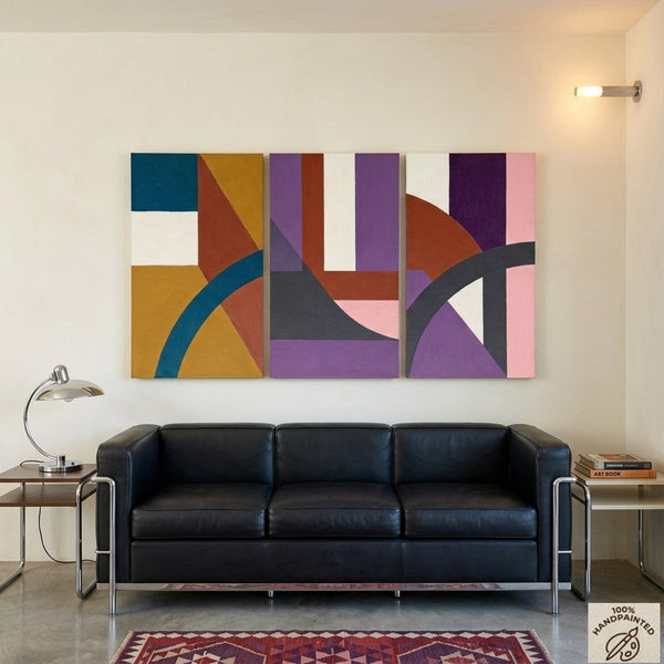 Large Abstract Paintings for Living Room, Multi Panel Canvas Art, Large Group Paintings, Geometric Abstract Paintings-artworkcanvas