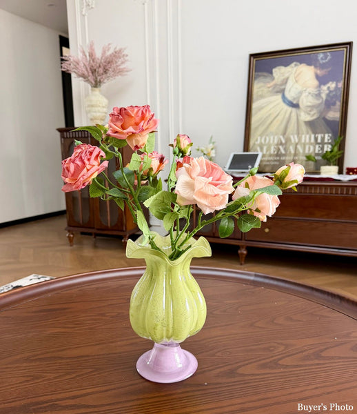 Modern Glass Vase for Flowers, Mid Century Glass Vases, Handmade Modern Vases for Living Room, Unique Decorative Glass Vase, Centerpiece Contemporary Vases on Table-artworkcanvas