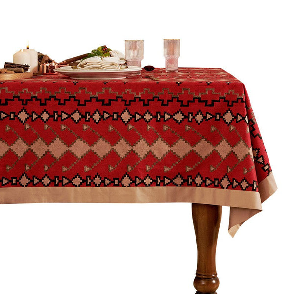 Red Christmas Holiday Tablecloth for Oval Table, Large Modern Rectangle Tablecloth for Dining Room Table, Square Table Covers for Kitchen, Farmhouse Table Cloth for Round Table-artworkcanvas