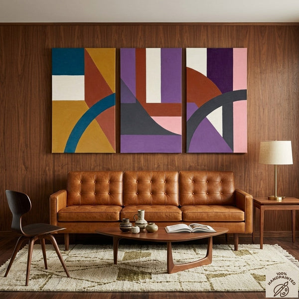 Large Abstract Paintings for Living Room, Multi Panel Canvas Art, Large Group Paintings, Geometric Abstract Paintings-artworkcanvas