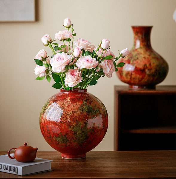 Handmade Water Holding Flower Vases, Large Pottery Flower Vases, Modern Bouquet Flower Vases, Centerpiece on Dining Table, Flower Vase on Table-artworkcanvas