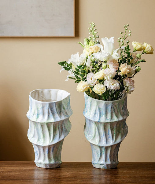 Modern Porcelain Flower Vases, Handmade Water Holding Flower Vases, Centerpiece on Dining Table, Ceramic Bouquet Vases, Flower Vases on Table-artworkcanvas