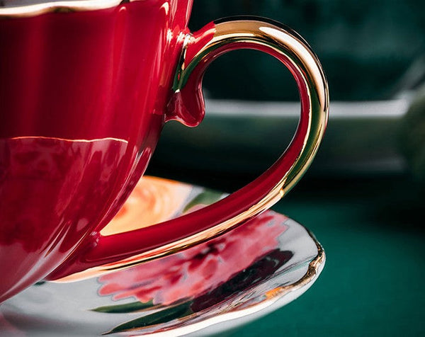 Beautiful British Tea Cups, Creative Porcelain Tea Cup Saucer Set, Elegant Ceramic Coffee Cups, 6.8 oz Tea Cup and Saucer in Gift Box-artworkcanvas