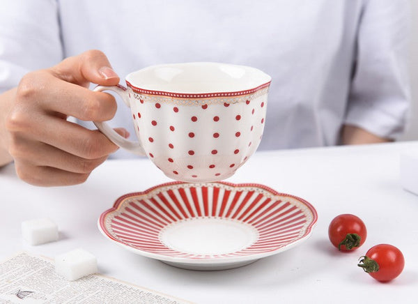Elegant Modern Ceramic Coffee Cups, Creative Porcelain Tea Cup Saucer Set, Unique Porcelain Cup and Saucer, Afternoon British Tea Cups-artworkcanvas