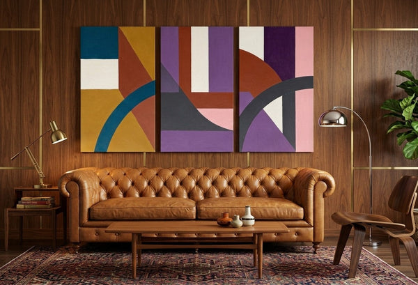 Large Abstract Paintings for Living Room, Multi Panel Canvas Art, Large Group Paintings, Geometric Abstract Paintings-artworkcanvas
