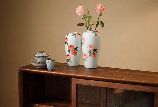 Porcelain Flower Vases, Handmade Water Holding Flower Vases, Modern Flower Vase Centerpiece on Table, Ceramic Bouquet Vases-artworkcanvas
