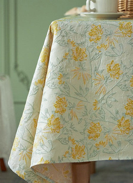 Natural Spring Farmhouse Table Cloth, Large Modern Rectangle Tablecloth for Dining Room Table, Square Tablecloth for Round Table, Flower Pattern Tablecloth-artworkcanvas