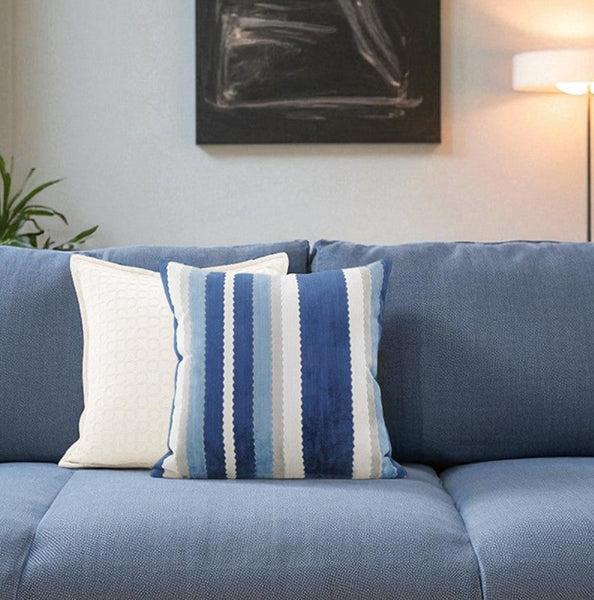 Contemporary Square Modern Throw Pillows for Couch, Large Abstract Blue Decorative Throw Pillows, Simple Throw Pillow for Interior Design, Modern Sofa Pillows-artworkcanvas