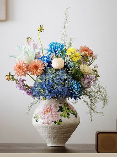 Modern Porcelain Flower Vases, Flower Vases on Table, Handmade Water Holding Flower Vases, Centerpiece on Dining Table, Ceramic Bouquet Vases-artworkcanvas