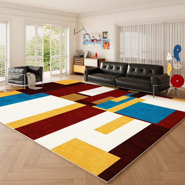 Colorful Abstract Rugs for Dining Room, Modern Living Room Rug Ideas, Mid Century Modern Rugs, Geometric Contemporary Carpets