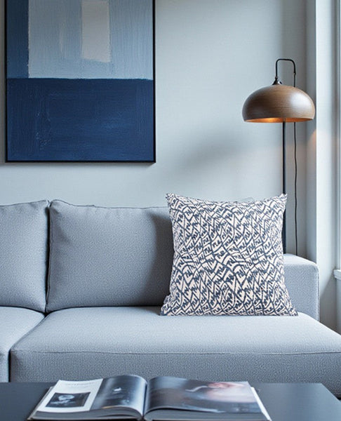 Modern Pillows for Couch, Blue Decorative Throw Pillows for Living Room, Decorative Pillow Covers, Large Modern Sofa Cushion-artworkcanvas