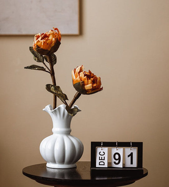 Handmade Water Holding Flower Vase, Ceramic Bud Vases, Small Flower Vases on Table, Rustic Porcelain Flower Vases-artworkcanvas
