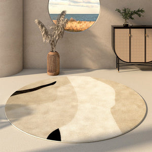 Simple Modern Floor Rugs Next to Bed, Bedroom Geometric Round Rugs, Circular Modern Rugs for Dining Room, Contemporary Floor Carpets for Entryway-artworkcanvas
