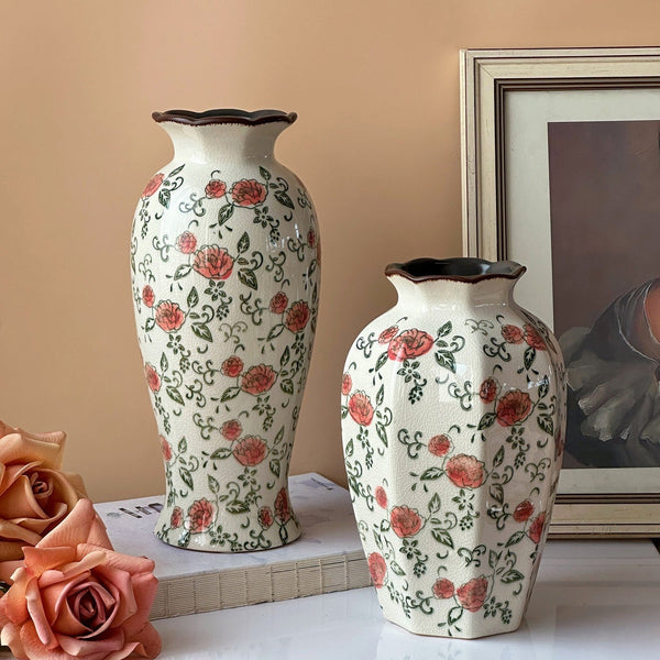 Ceramic Bouquet Vases, Tall Flower Vases on Table, Rustic Porcelain Flower Vases, Handmade Water Holding Flower Vases-artworkcanvas