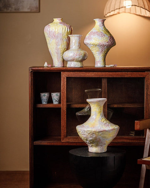 Modern Bouquet Flower Vases, Handmade Water Holding Flower Vases, Centerpiece on Dining Table, Large Flower Vase on Table, Pottery Flower Vases-artworkcanvas