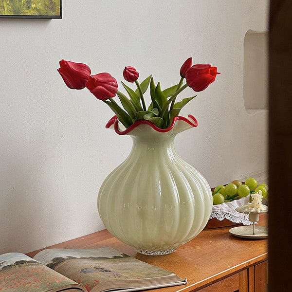 French Vintage Glass Flower Vases, Glass Bud Vases, Flower Vases on Table, Handmade Water Holding Flower Vases-artworkcanvas