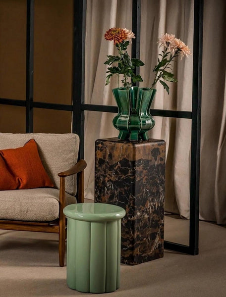 Unique Handmade Modern Flower Vase, Centerpiece Ceramic Bouquet Vases, Contemporary Vases on Dining Table, Green Porcelain Vases for Modern Home Decor-artworkcanvas