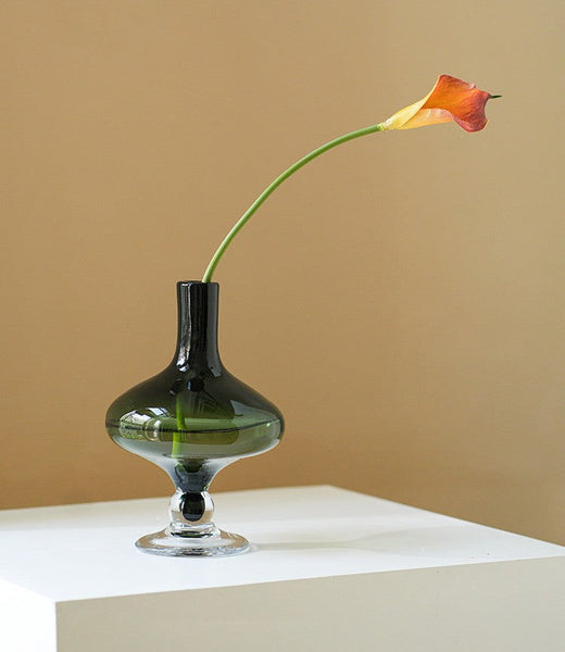 Decorative Glass Vase, Mid Century Glass Vases, Handmade Modern Vases for Bedroom, Centerpiece Contemporary Vases on Table, Modern Glass Vase for Flowers-artworkcanvas