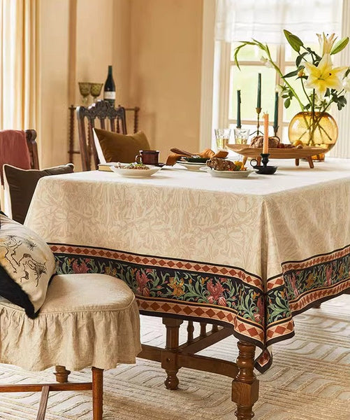 Flower Farmhouse Table Covers, Square Tablecloth for Kitchen, Extra Large Modern Rectangular Tablecloth for Dining Room Table, Mid Century Tablecloth for Round Table-artworkcanvas