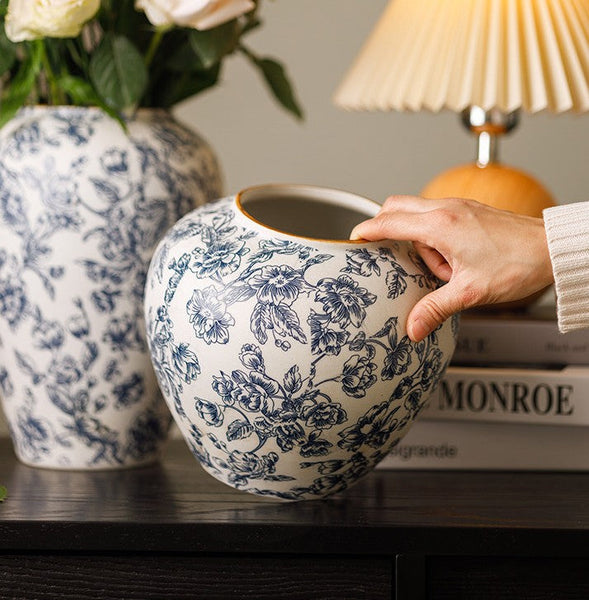 Porcelain Flower Vases, Modern Ceramic Bouquet Vases, Centerpiece on Dining Table, Flower Vase on Table, Handmade Water Holding Flower Vases-artworkcanvas