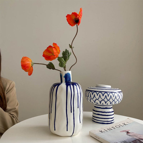 Handmade Water Holding Flower Vases, Modern Ceramic Flower Vases, Porcelain Bud Vases, Small Flower Vases on Table-artworkcanvas