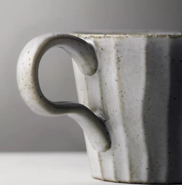 Handmade Pottery Coffee Cup, Creative Ceramic Coffee Cup with Saucer, Unique Tea Cup and Saucer, Modern Tea Cup Set for Afternoon Tea-artworkcanvas