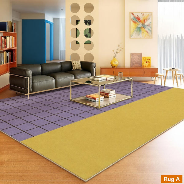 Living Room Contemporary Modern Rugs, Geometric Modern Rugs, Modern Carpets under Coffee Table, Colorful Modern Rugs for Bedroom-artworkcanvas
