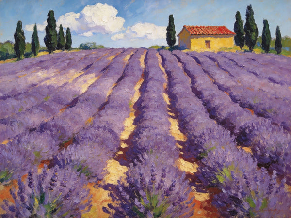 Lavender Field in Provence, Original Oil Paintings, Small Landscape Paintings, Small Oil Paintings on Canvas, Small Canvas Paintings, Hand Painted Canvas Art, Simple Painting Ideas-artworkcanvas