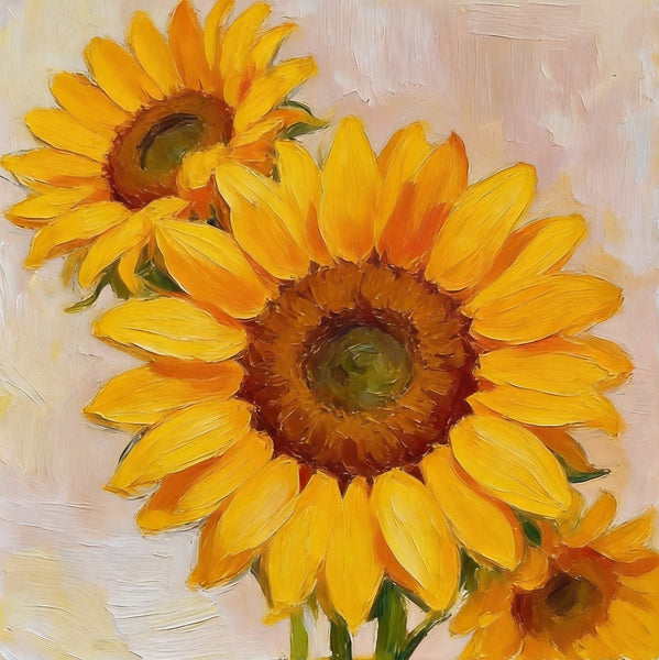 Sunflowers in Full Bloom, Still Life Painting, Hand Painted Canvas Art, Original Flower Paintings, Buy Small Paintings Online, Small Canvas Artwork-artworkcanvas