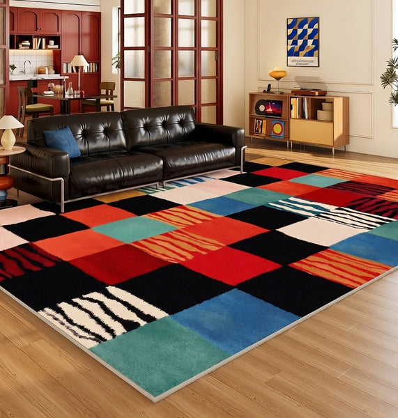 Modern Colorful Rugs for Dining Room, Contemporary Rugs for Bedroom, Mid Century Modern Rugs Next to Bed, Abstract Modern Carpets for Living Room
