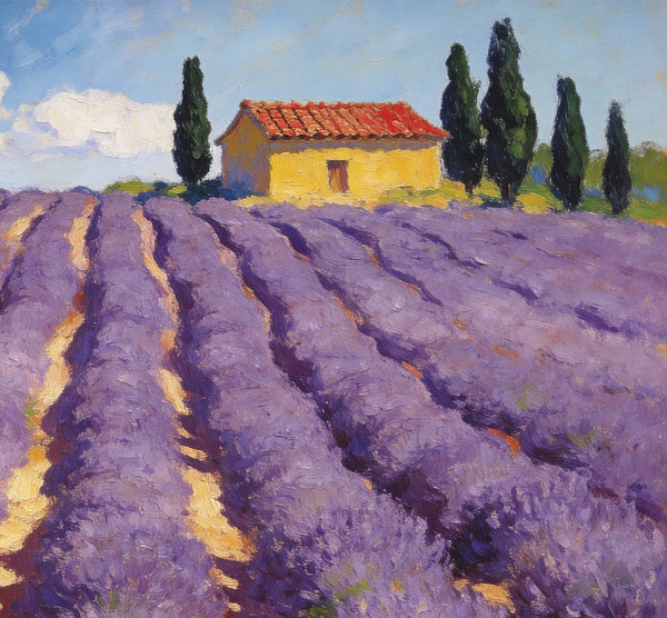 Lavender Field in Provence, Original Oil Paintings, Small Landscape Paintings, Small Oil Paintings on Canvas, Small Canvas Paintings, Hand Painted Canvas Art, Simple Painting Ideas-artworkcanvas