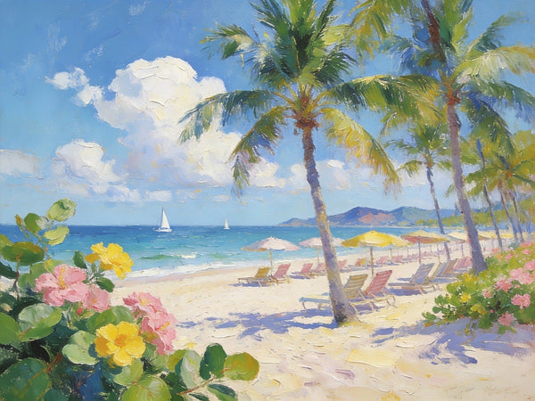 Small Wall Paintings, Florida Beach in Spring, Simple Painting Ideas, Landscape Canvas Paintings, On Canvas Small Paintings, Hand Painted Wall Art-artworkcanvas