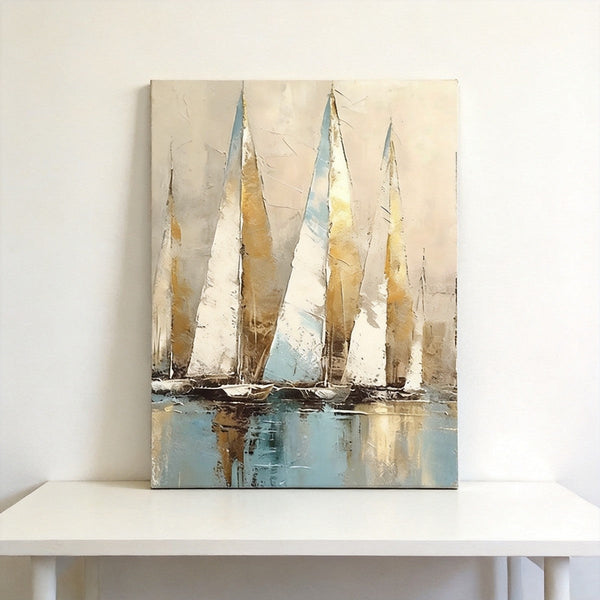 Original Abstract Paintings, Hand Painted Canvas Art, Abstract Sail Boats Painting, Original Small Paintings, Buy Small Art Online-artworkcanvas