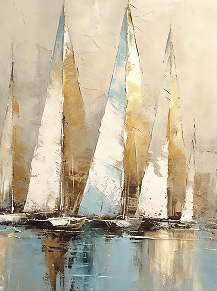 Original Abstract Paintings, Hand Painted Canvas Art, Abstract Sail Boats Painting, Original Small Paintings, Buy Small Art Online-artworkcanvas