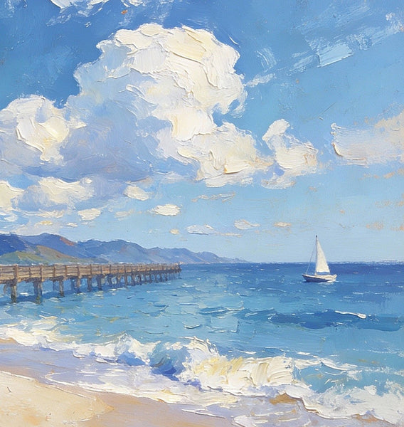 Small Oil Paintings on Canvas, A Sunny Florida Beach, Small Wall Paintings, Landscape Canvas Paintings, Hand Painted Artwork, Original Oil Paintings-artworkcanvas