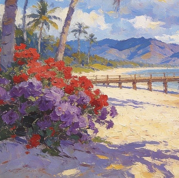 A Pier Path to the Sea and Sky, Palette Knife Artwork, Landscape Canvas Paintings, Small Oil Paintings on Canvas, Hand Painted Canvas Art, Original Oil Paintings-artworkcanvas