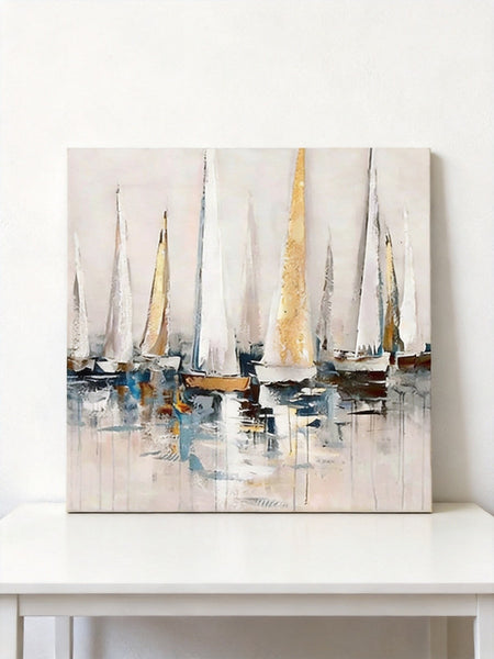 Original Abstract Paintings, Abstract Sail Boats Painting, Small Acrylic Painting on Canvas, Small Canvas Artwork, Hand Painted Canvas Art, Buy Small Paintings Online-artworkcanvas