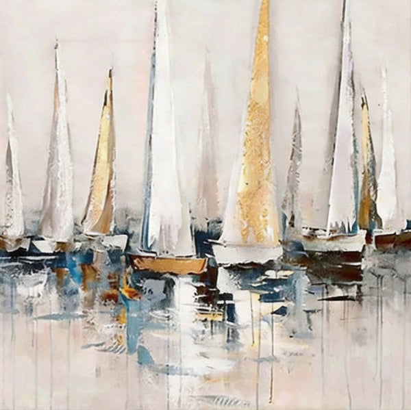 Original Abstract Paintings, Abstract Sail Boats Painting, Small Acrylic Painting on Canvas, Small Canvas Artwork, Hand Painted Canvas Art, Buy Small Paintings Online-artworkcanvas
