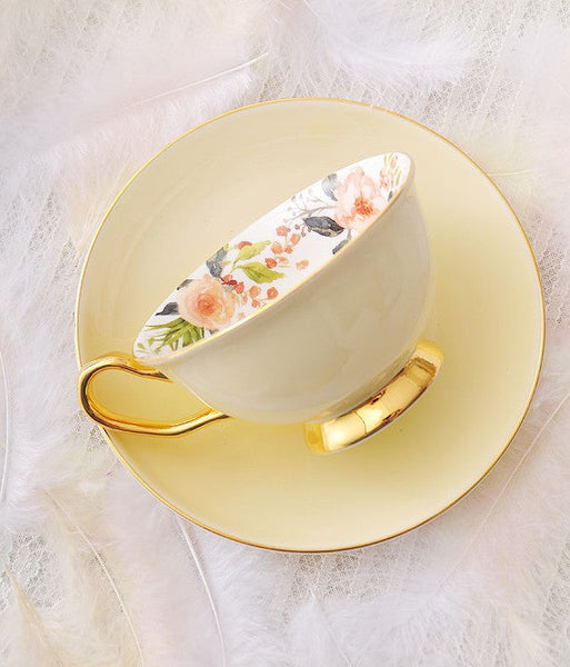 Royal Porcelain Tea Cup Saucer Set, Elegant Flower Pattern Ceramic Coffee Cups, Beautiful British Tea Cups, Unique Traditional Afternoon Tea Cup and Saucer in Gift Box-artworkcanvas