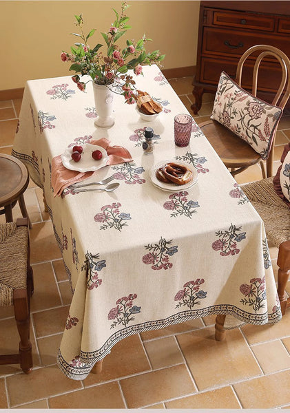 Beautiful Large Modern Tablecloth, Spring Flower Rustic Table Cover, Rectangle Tablecloth for Dining Table, Square Linen Tablecloth for Coffee Table-artworkcanvas