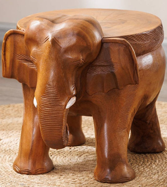 Dining Table Stool, Handmade Solid Wood low Stool, Elephant Wooden Stool, Elephant Sofa Stool, Creative Shoe-changing Stool-artworkcanvas