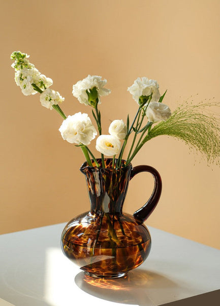 Handmade Modern Vases for Bedroom, Decorative Glass Vase, Mid Century Glass Vases, Centerpiece Contemporary Vases on Table, Modern Glass Vase for Flowers-artworkcanvas
