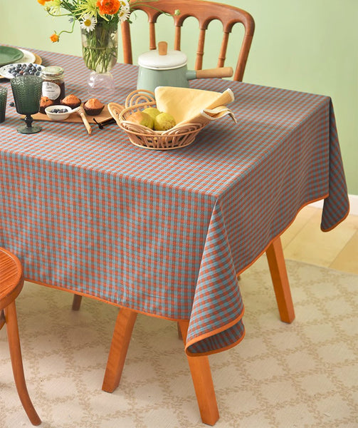 Cotton Chequer Rectangular Tablecloth for Kitchen, Rectangle Table Covers for Dining Room Table, Square Tablecloth for Coffee Table, Farmhouse Table Cloth-artworkcanvas