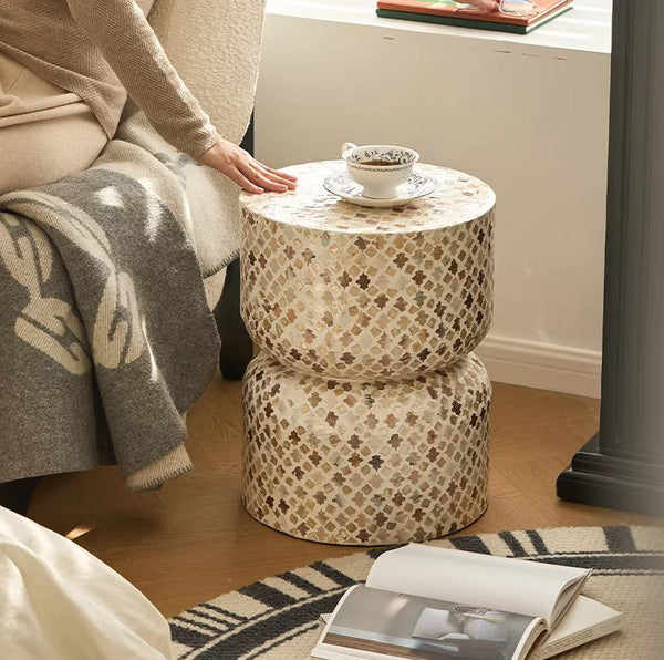 Elegant Small End Table, Modern Side Table, Contemporary Bedside Table, Bedside Small Side Table, Creative Coffee Table, Contemporary Side Table, Portable Casual Side Table, Shell Small Sofa Side Table-artworkcanvas