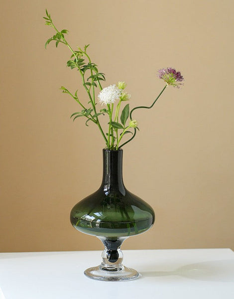 Decorative Glass Vase, Mid Century Glass Vases, Handmade Modern Vases for Bedroom, Centerpiece Contemporary Vases on Table, Modern Glass Vase for Flowers-artworkcanvas