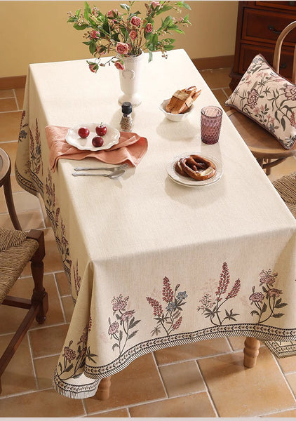 Extra Large Modern Tablecloth, Spring Flower Rustic Table Cover, Beautiful Rectangle Tablecloth for Dining Table, Square Linen Tablecloth for Coffee Table-artworkcanvas