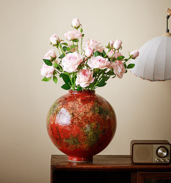 Large Pottery Flower Vases, Handmade Water Holding Flower Vases, Modern Bouquet Flower Vases, Centerpiece on Dining Table, Flower Vase on Table-artworkcanvas